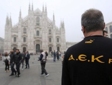 «Κιτρινόμαυρο» το Μιλάνο από φίλους της ΑΕΚ (φωτό)